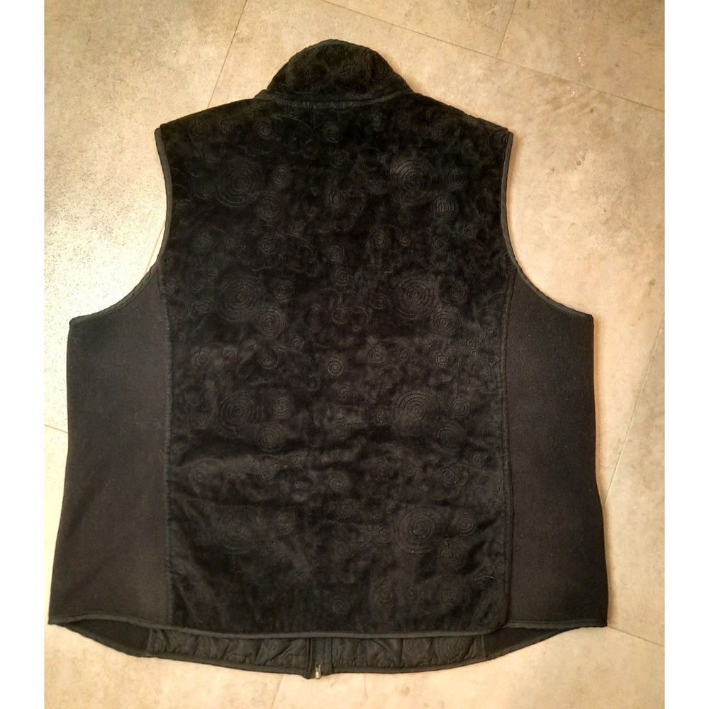 Cambridge Dry Goods Black 2 Tone Zip Up Vest Womens Size 1X - Picture 2 of 9